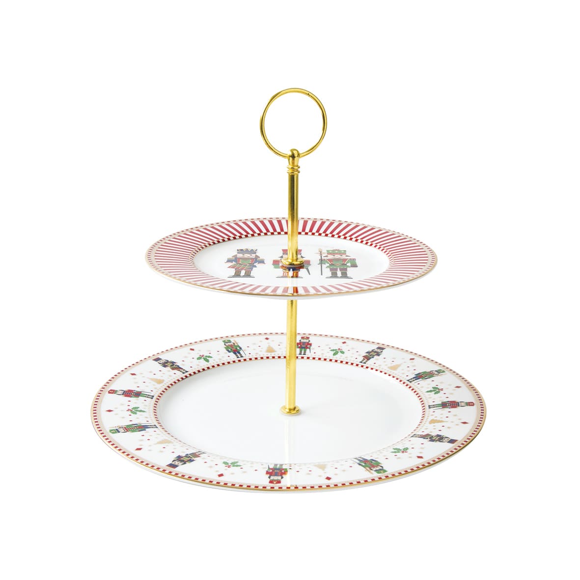 EASY LIFE Nutcracker Schiaccianoci Alzata Tortiera a 2 Piani 19/27cm Porcellana Tavola di Natale