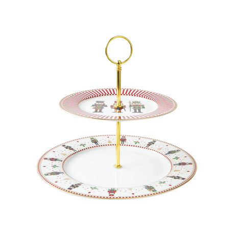 EASY LIFE Nutcracker Schiaccianoci Alzata Tortiera a 2 Piani 19/27cm Porcellana Tavola di Natale