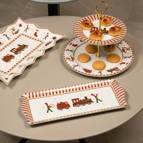 EASY LIFE Polar Express Vassoio 35x15cm Porcellana Tavola di Natale