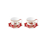 EASY LIFE Christmas Memories Set 2 Tazzine Caffe con Piattino 120ml Porcellana Tavola di Natale