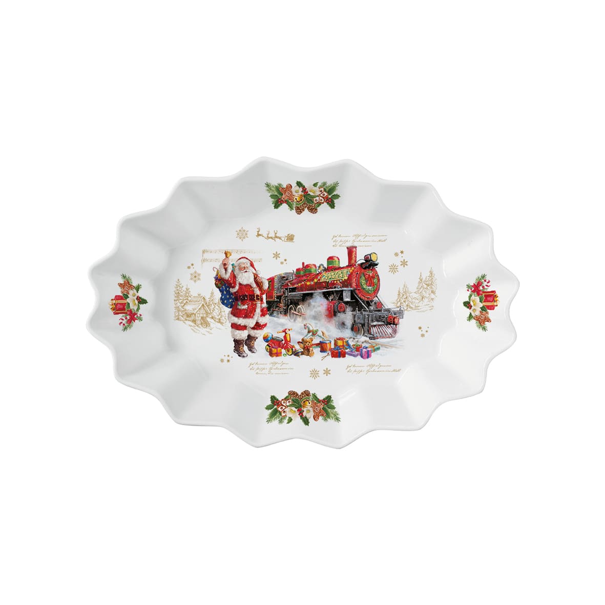EASY LIFE Christmas Memories Piatto Ovale 30x20,5cm Porcellana Tavola di Natale