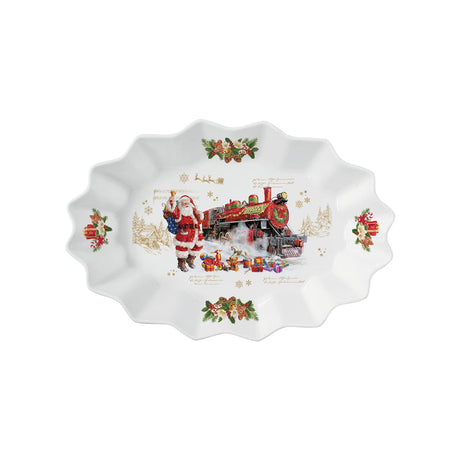 EASY LIFE Christmas Memories Piatto Ovale 30x20,5cm Porcellana Tavola di Natale