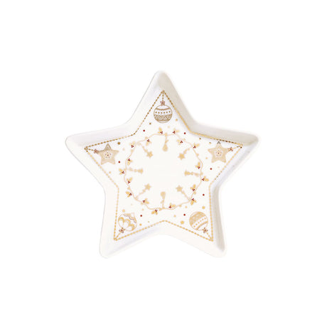 EASY LIFE Christmas Lights Piatto a Stella 19,5cm Porcellana Tavola di Natale
