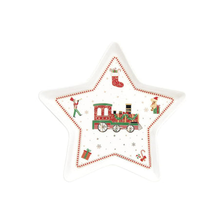 EASY LIFE Polar Express Piatto a Stella 19,5cm Porcellana Tavola di Natale
