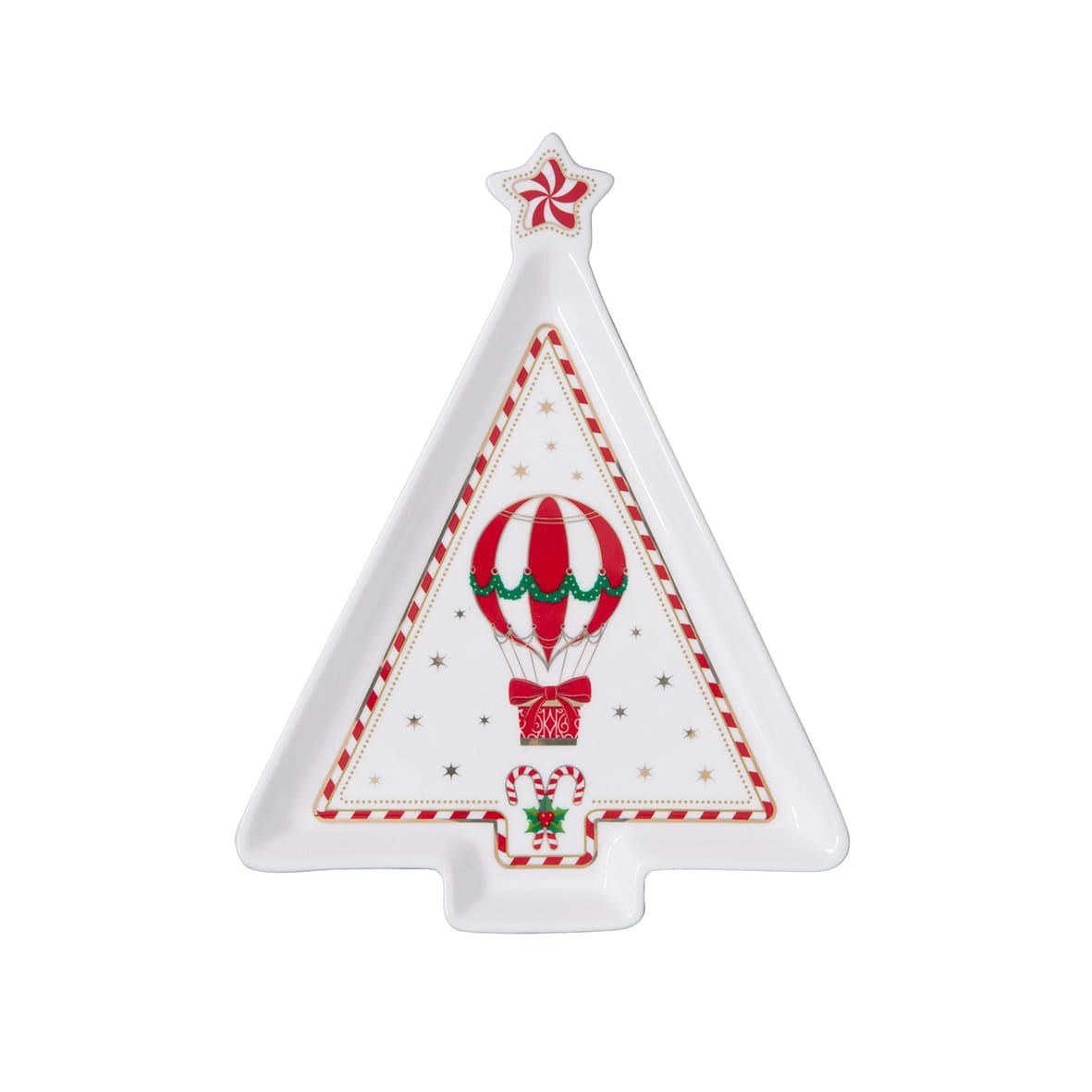 EASY LIFE Christmas Wonderland Piatto a Forma Abete 21x16cm Porcellana Tavola di Natale