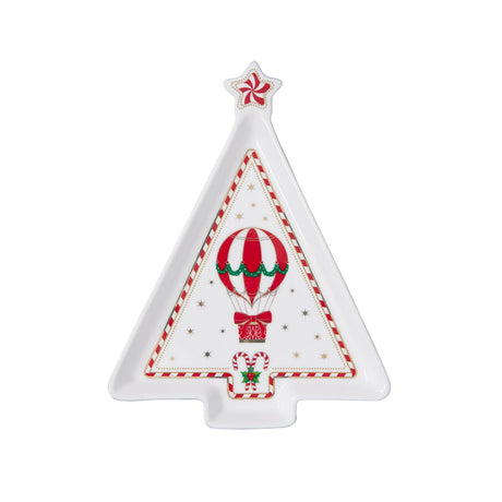 EASY LIFE Christmas Wonderland Piatto a Forma Abete 21x16cm Porcellana Tavola di Natale