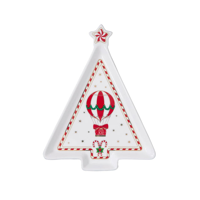 EASY LIFE Christmas Wonderland Piatto a Forma Abete 21x16cm Porcellana Tavola di Natale