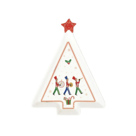EASY LIFE Polar Express Piatto a Forma Abete 21x16cm Porcellana Tavola di Natale