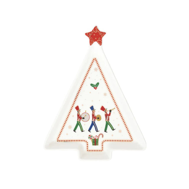 EASY LIFE Polar Express Piatto a Forma Abete 21x16cm Porcellana Tavola di Natale