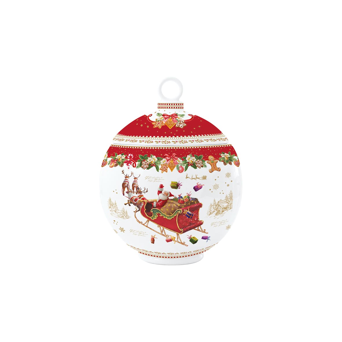 EASY LIFE Christmas Memories Biscottiera Forma Pallina di Natale 12x15,5cm Porcellana Tavola di Natale