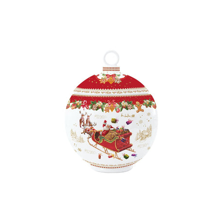 EASY LIFE Christmas Memories Biscottiera Forma Pallina di Natale 12x15,5cm Porcellana Tavola di Natale