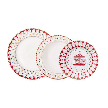 EASY LIFE Christmas Wonderland Servizio Tavola Piatti Set 18 Pezzi Porcellana Tavola di Natale