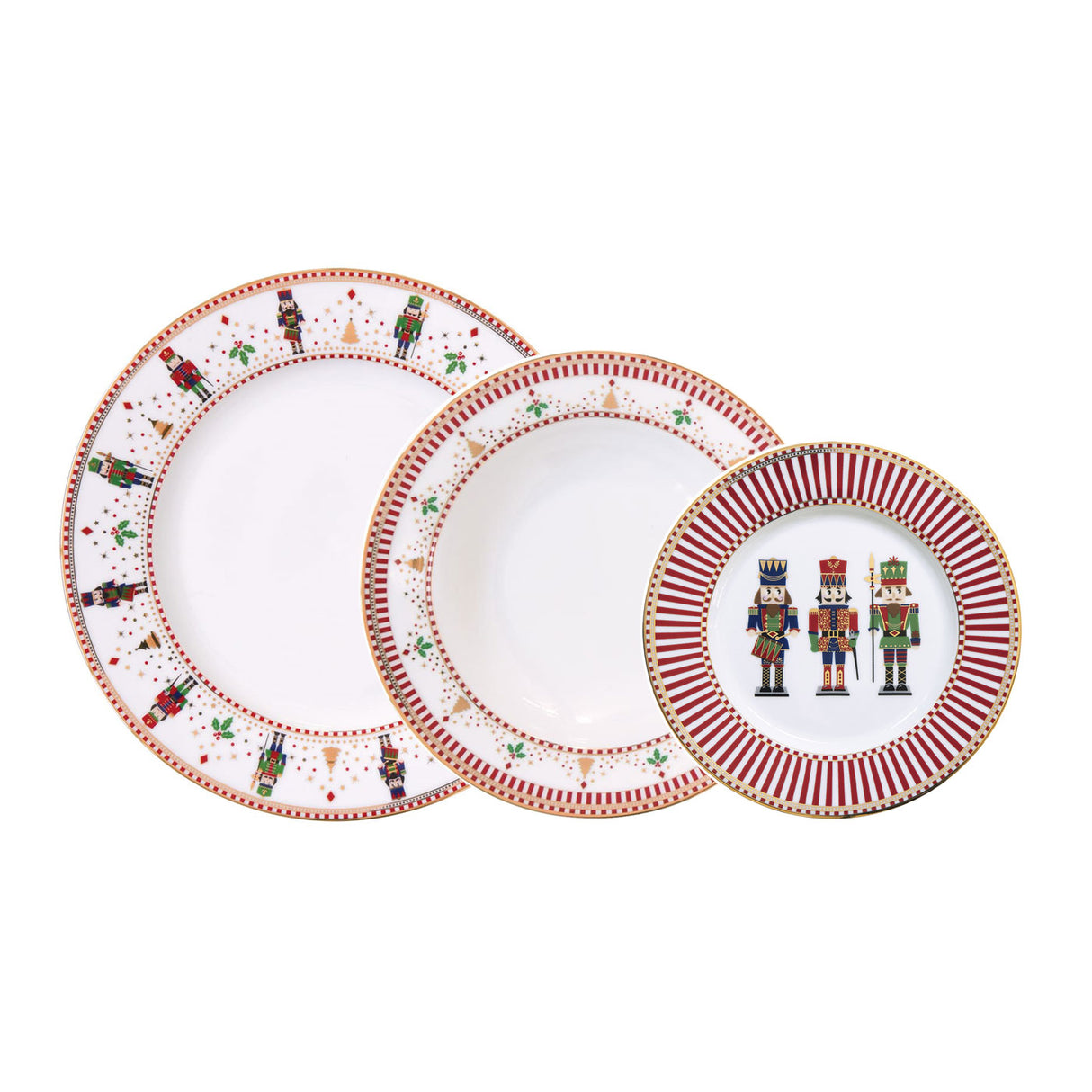 EASY LIFE Nutcracker Schiaccianoci Servizio Tavola Piatti Set 18 Pezzi Porcellana Tavola di Natale