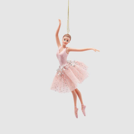 EDG Enzo De Gasperi Ballerina Addobbo Pendaglio per Albero di Natale 18cm Rosa Resina