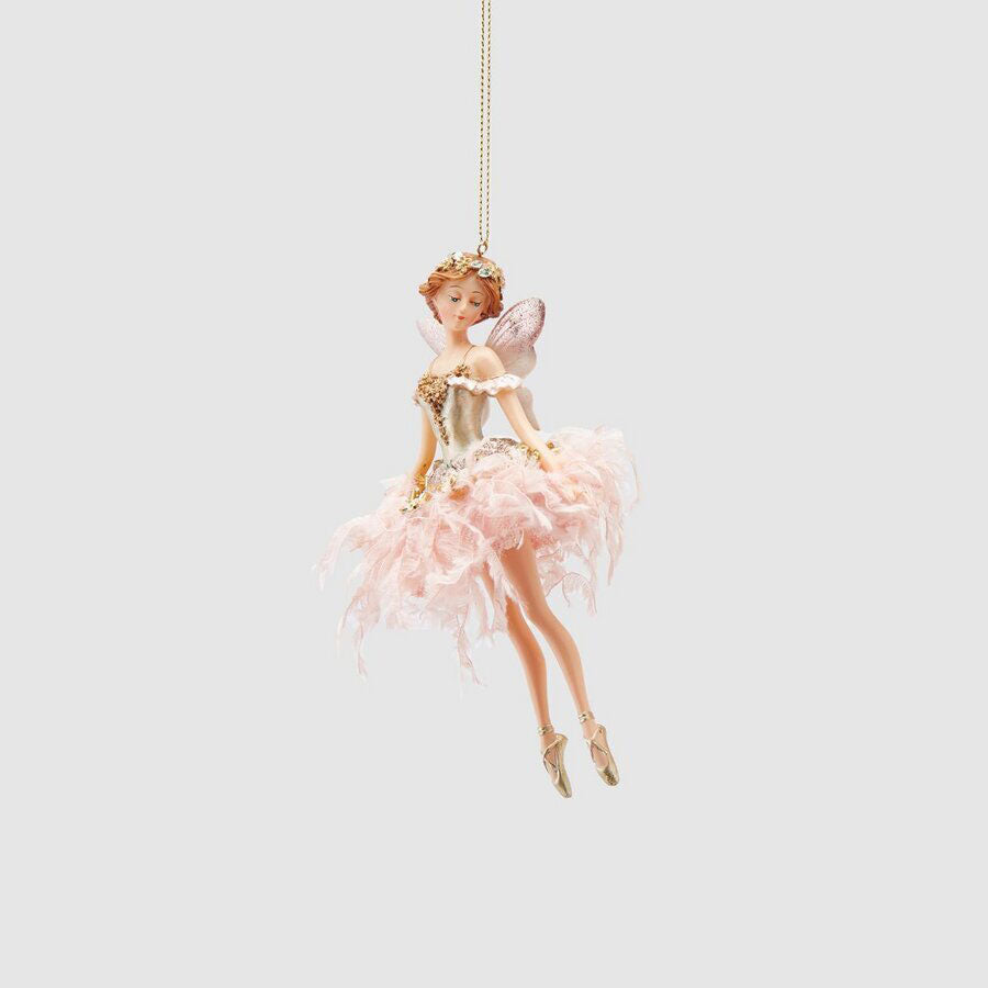 EDG Enzo De Gasperi Fatina Addobbo Pendaglio per Albero di Natale 15cm Rosa Resina