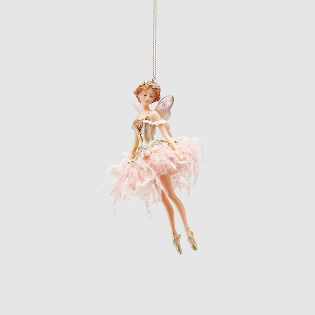 EDG Enzo De Gasperi Fatina Addobbo Pendaglio per Albero di Natale 15cm Rosa Resina