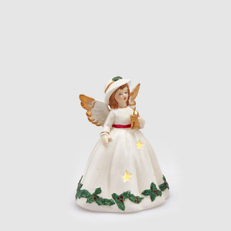 EDG Enzo De Gasperi Decorazione Natalizia Lanterna Angelo con LED 15cm Ceramica