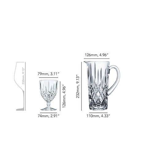 NACHTMANN Noblesse Brocca Caraffa 1L con 4 Calici 350ml Cristallo