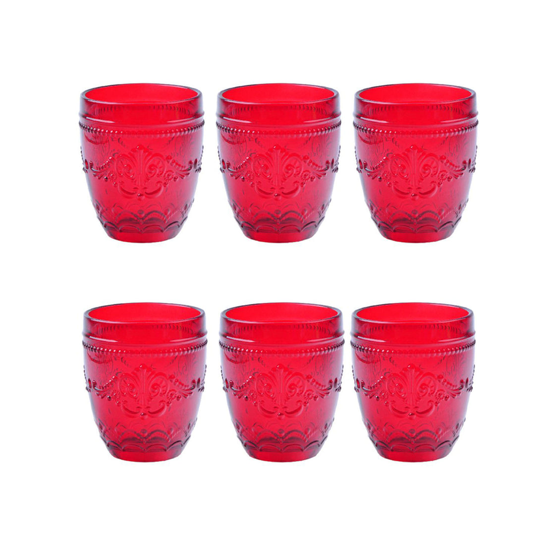 BRANDANI Bicchiere Rouge Rosso Set 6 Pezzi Vetro 10cm Tavola di Natale