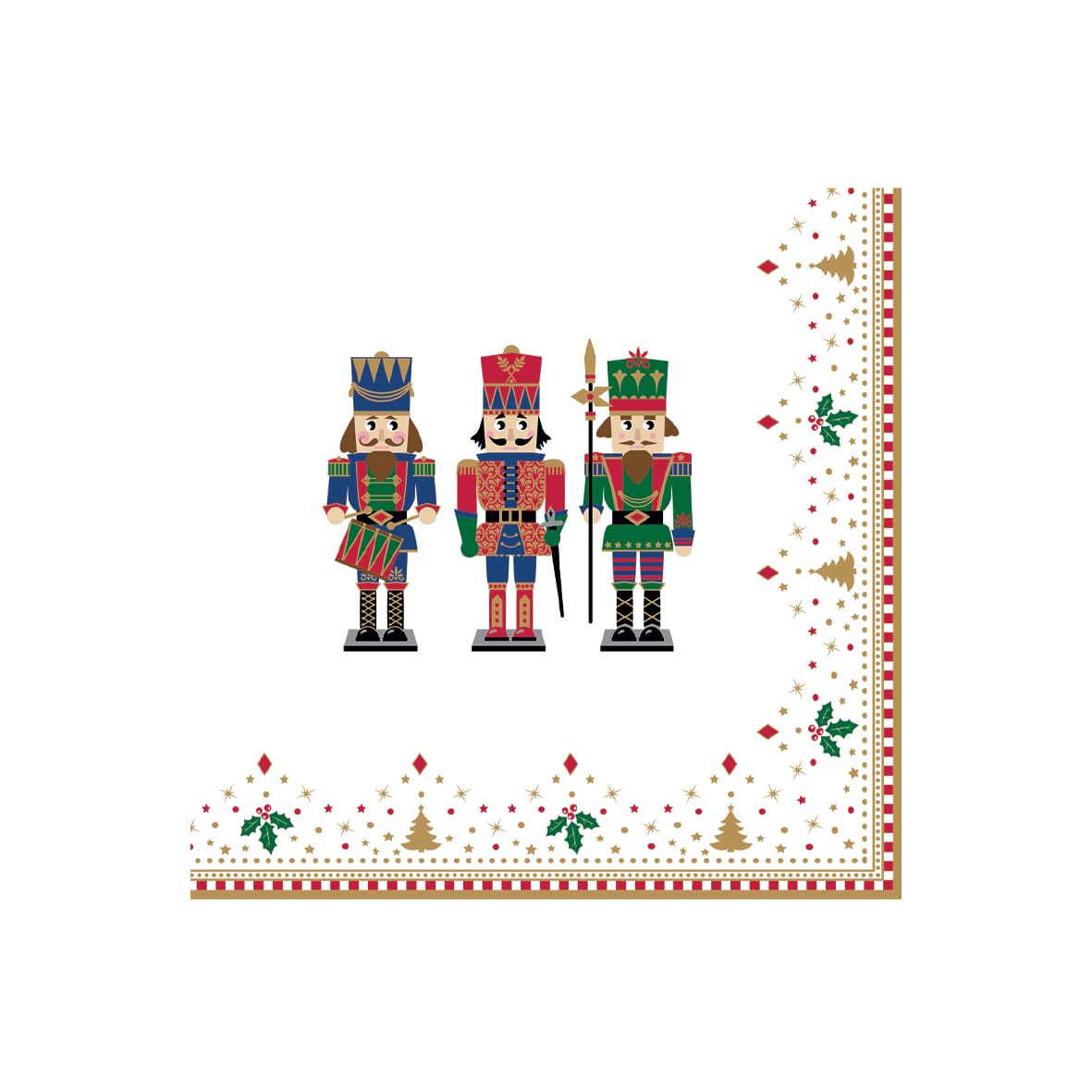 EASY LIFE Nutcracker Schiaccianoci Confezione 20 Tovaglioli di Carta Natalizi 33x33cm
