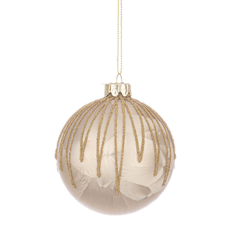 BIZZOTTO Sfera Pallina in Vetro per Albero di Natale 8cm Lineage Champagne