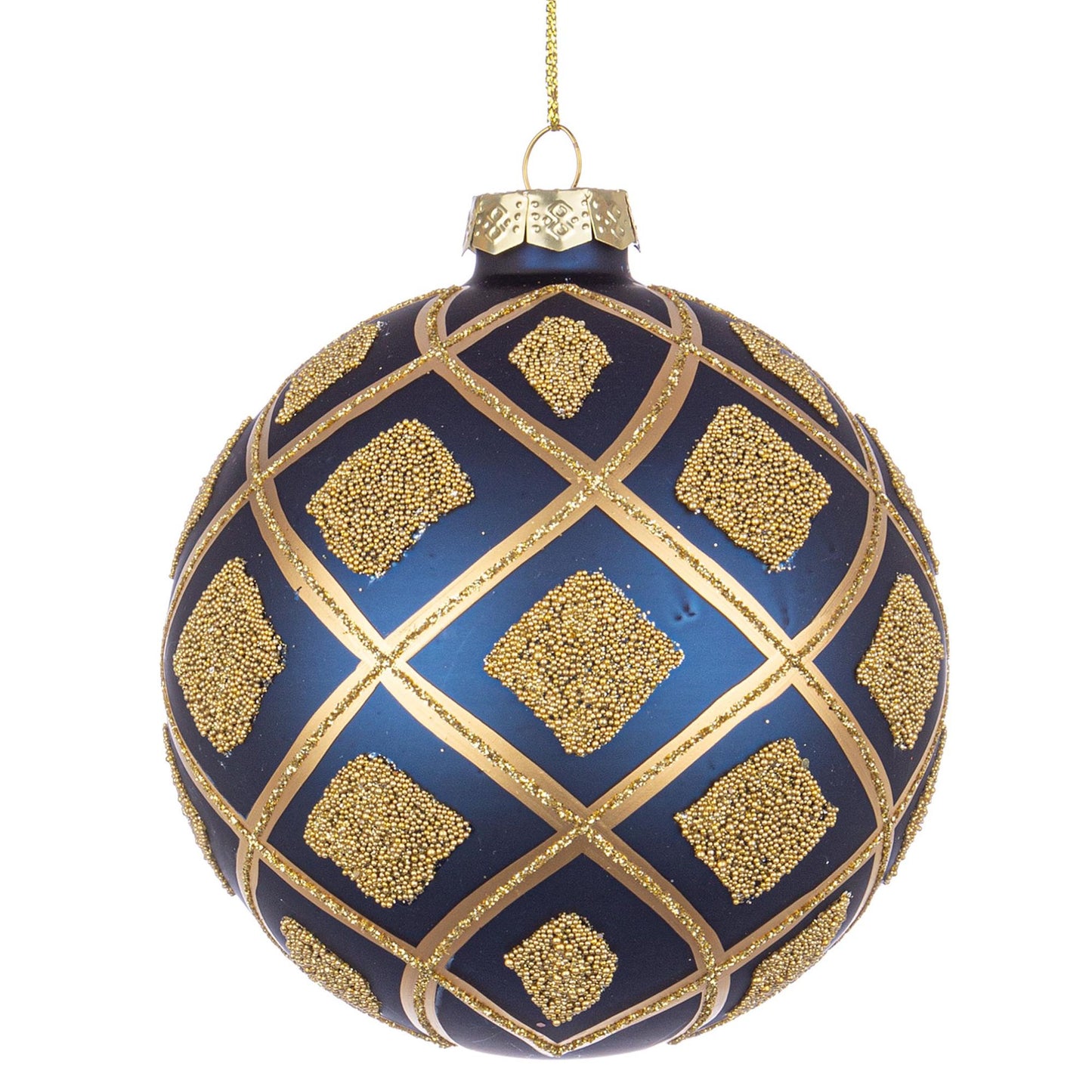 BIZZOTTO Sfera Pallina in Vetro per Albero di Natale 10cm Glint Blu Oro