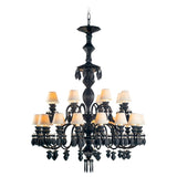 LLADRO' Chandelier Belle De Nuit 24 Luci Nero Assoluto 125x80cm Porcellana