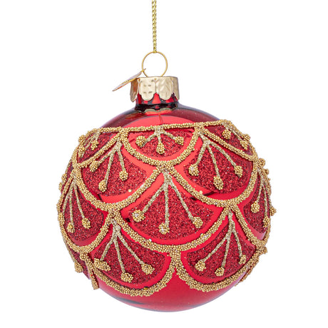 BIZZOTTO Sfera Pallina in Vetro per Albero di Natale 8cm Winslows Rosso