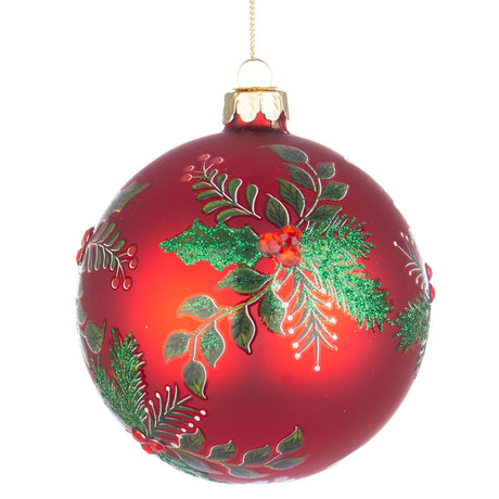 BIZZOTTO Sfera Pallina in Vetro per Albero di Natale 10cm Leafage Rosso