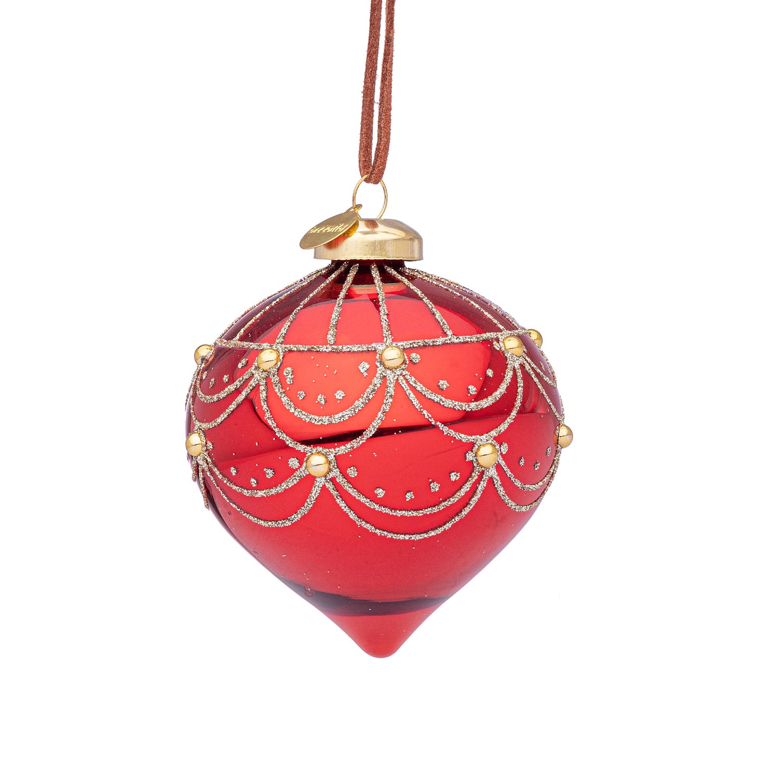 BIZZOTTO Pendaglio Sfera Pallina in Vetro per Albero di Natale 7cm Letizia Rosso