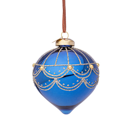 BIZZOTTO Pendaglio Sfera Pallina in Vetro per Albero di Natale 7cm Micol Blu