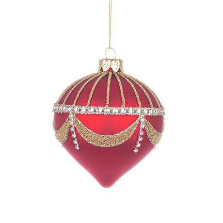 BIZZOTTO Pendaglio Sfera Pallina in Vetro per Albero di Natale 7cm Glyl Rosso