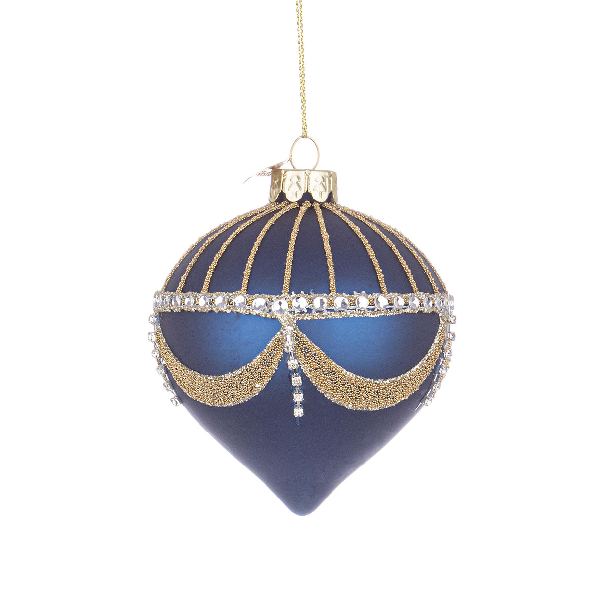 BIZZOTTO Pendaglio Sfera Pallina in Vetro per Albero di Natale 7cm Glyl Blu