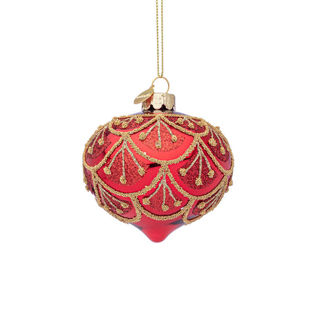 BIZZOTTO Pendaglio Sfera Pallina in Vetro per Albero di Natale 7cm Winslows Rosso