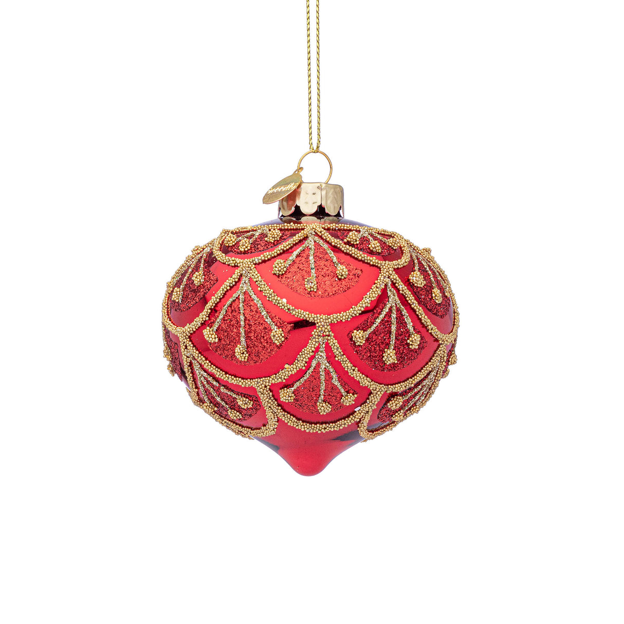 BIZZOTTO Pendaglio Sfera Pallina in Vetro per Albero di Natale 7cm Winslows Rosso