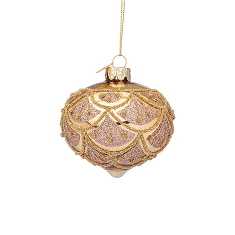 BIZZOTTO Pendaglio Sfera Pallina in Vetro per Albero di Natale 7cm Winslows Oro