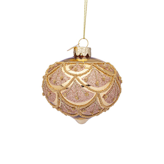 BIZZOTTO Pendaglio Sfera Pallina in Vetro per Albero di Natale 7cm Winslows Oro