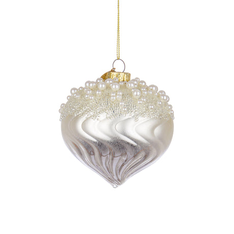 BIZZOTTO Pendaglio Sfera Pallina in Vetro per Albero di Natale 7cm Emotions Bianco
