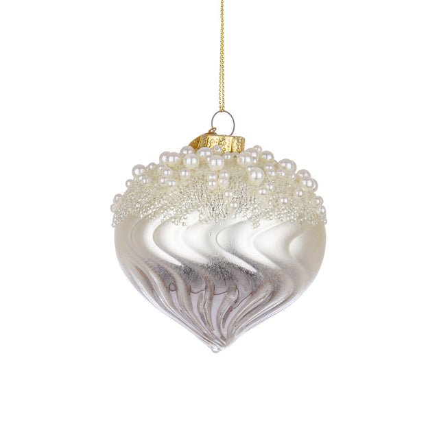 BIZZOTTO Pendaglio Sfera Pallina in Vetro per Albero di Natale 7cm Emotions Bianco