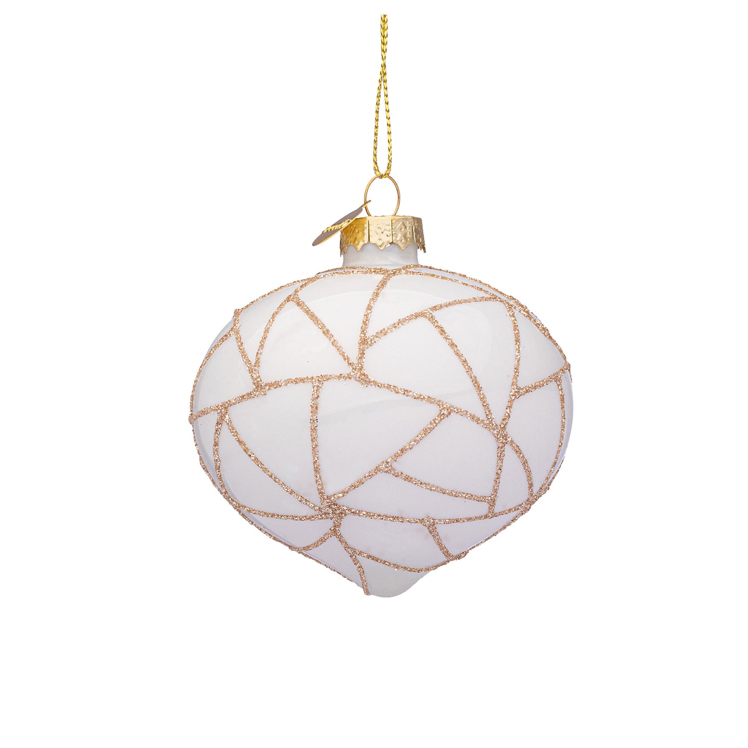 BIZZOTTO Pendaglio Sfera Pallina in Vetro per Albero di Natale 7cm Wedge Bianco