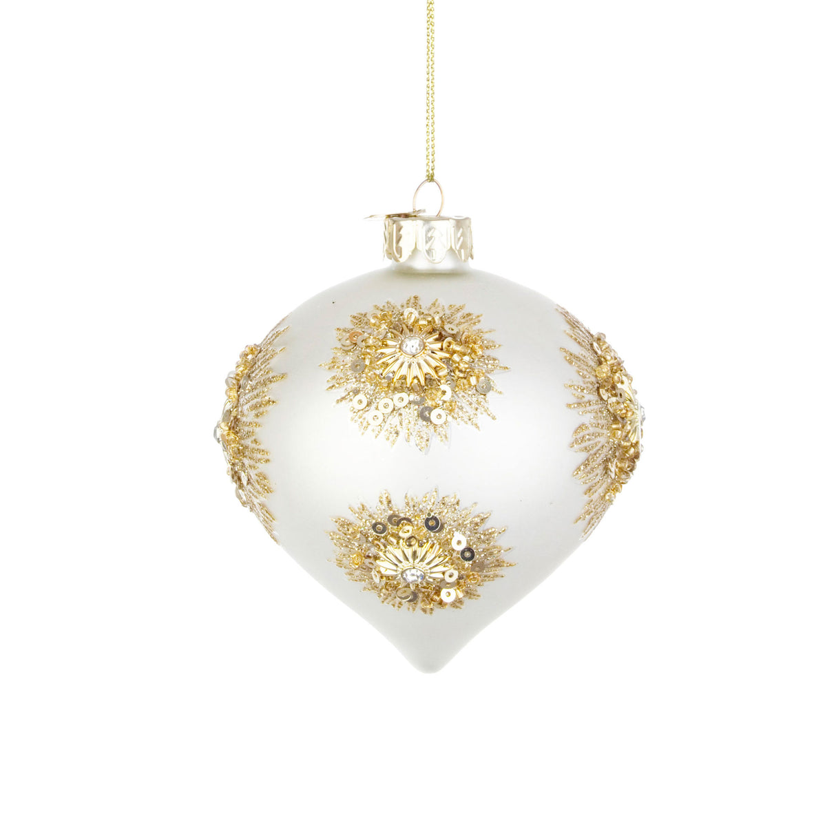 BIZZOTTO Pendaglio Sfera Pallina in Vetro per Albero di Natale 7cm Fairy Bianco
