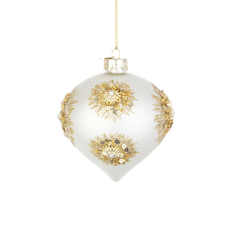 BIZZOTTO Pendaglio Sfera Pallina in Vetro per Albero di Natale 7cm Fairy Bianco