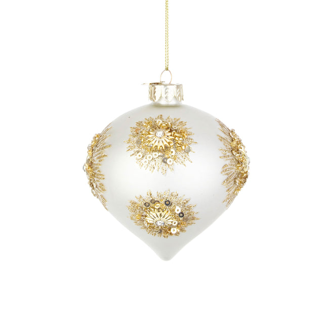 BIZZOTTO Pendaglio Sfera Pallina in Vetro per Albero di Natale 7cm Fairy Bianco