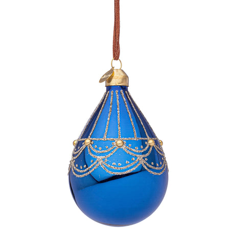 BIZZOTTO Pendaglio Sfera Pallina in Vetro per Albero di Natale 9cm Micol Blu
