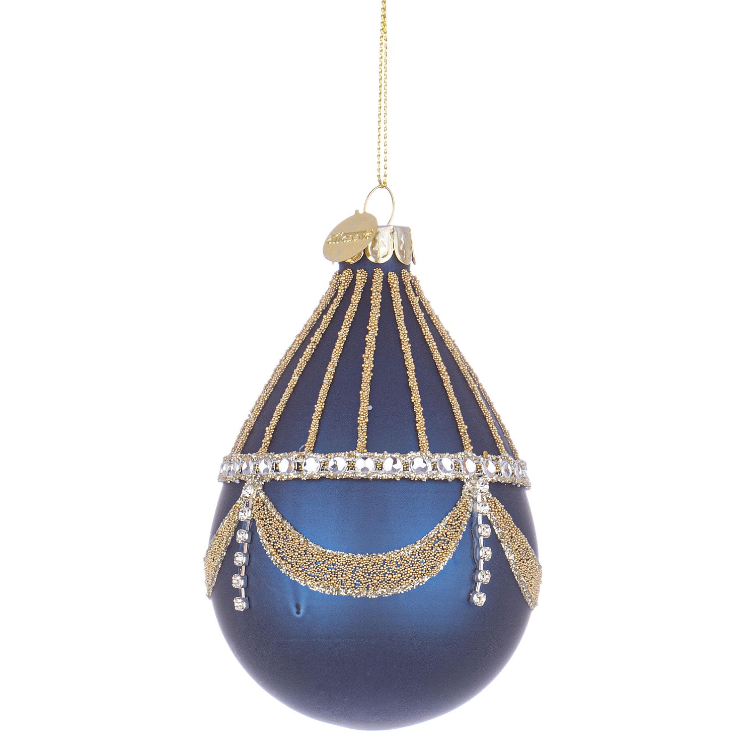 BIZZOTTO Pendaglio Sfera Pallina in Vetro per Albero di Natale 9cm Glyl Blu