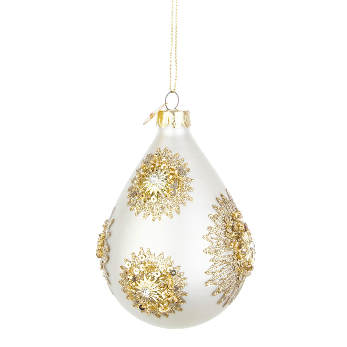 BIZZOTTO Pendaglio Sfera Pallina in Vetro per Albero di Natale 9cm Fairy Bianco
