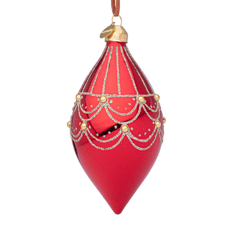 BIZZOTTO Pendaglio Sfera Pallina in Vetro per Albero di Natale 13cm Letizia Rosso