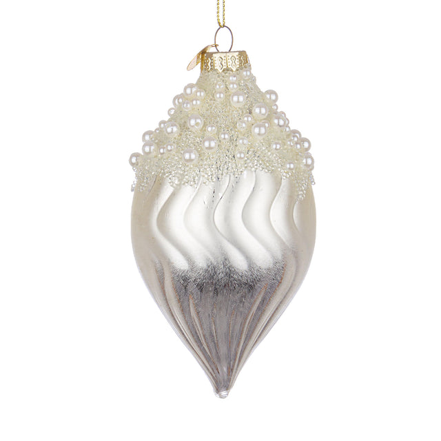 BIZZOTTO Pendaglio Sfera Pallina in Vetro per Albero di Natale 13cm Emotions Bianco