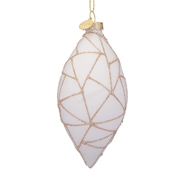 BIZZOTTO Pendaglio Sfera Pallina in Vetro per Albero di Natale 13cm Wedge Bianco