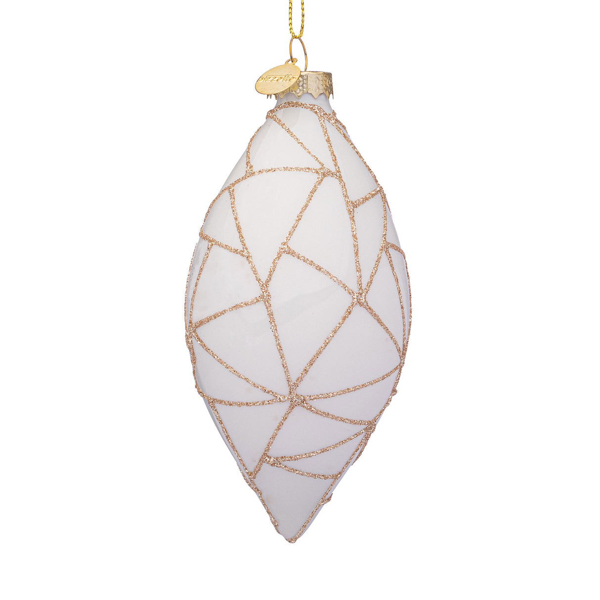 BIZZOTTO Pendaglio Sfera Pallina in Vetro per Albero di Natale 13cm Wedge Bianco